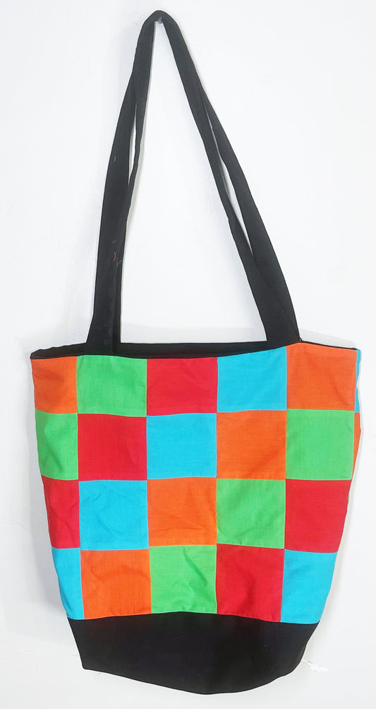 Multicolor Checkered Bag: 100% Cotton