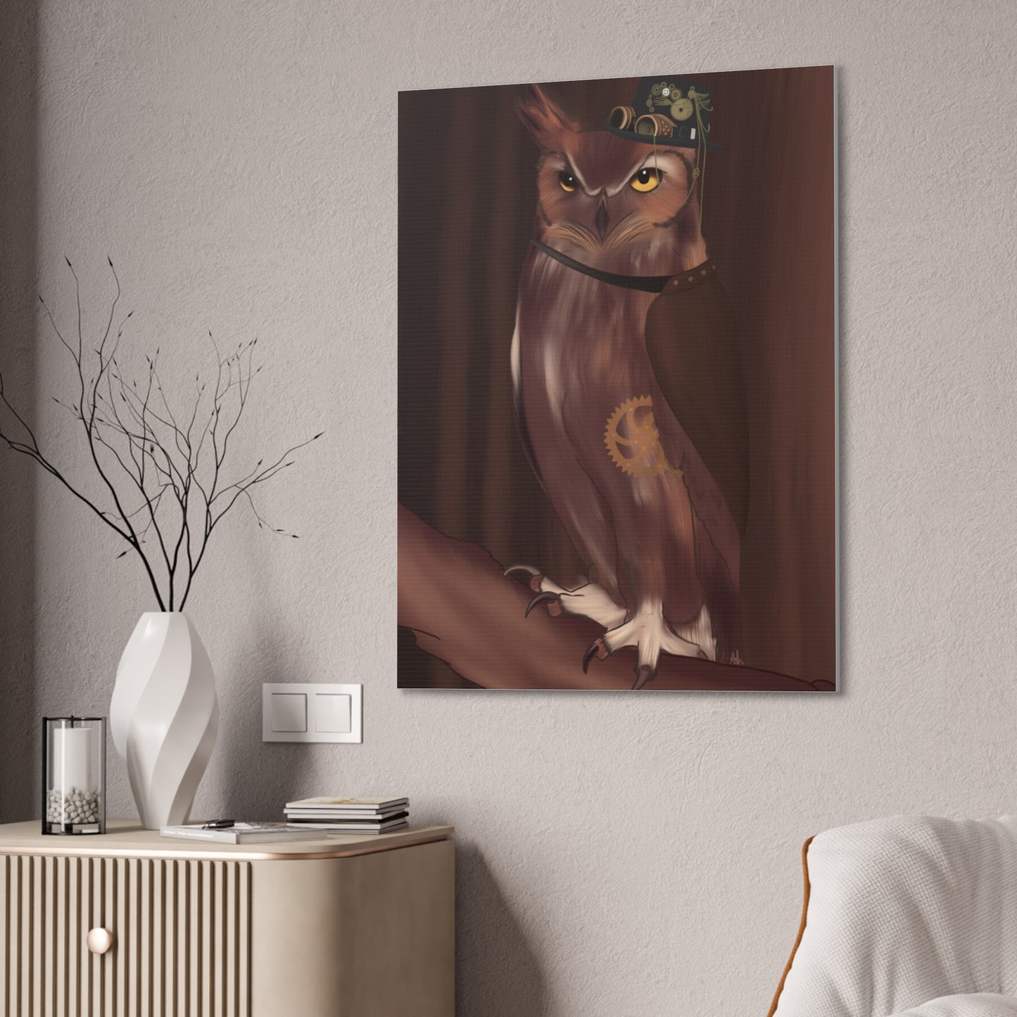 Steam Punk Owl Canvas Stretched