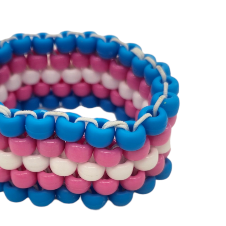 Transgender Flag Beaded Cuff