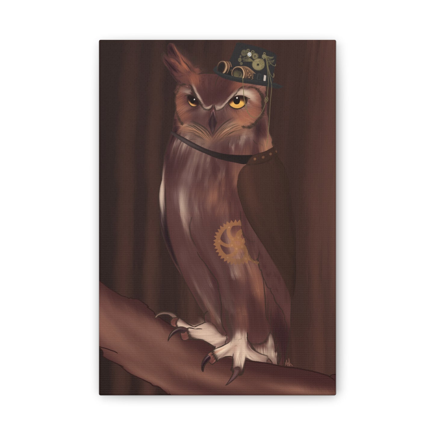 Steam Punk Owl Canvas Stretched