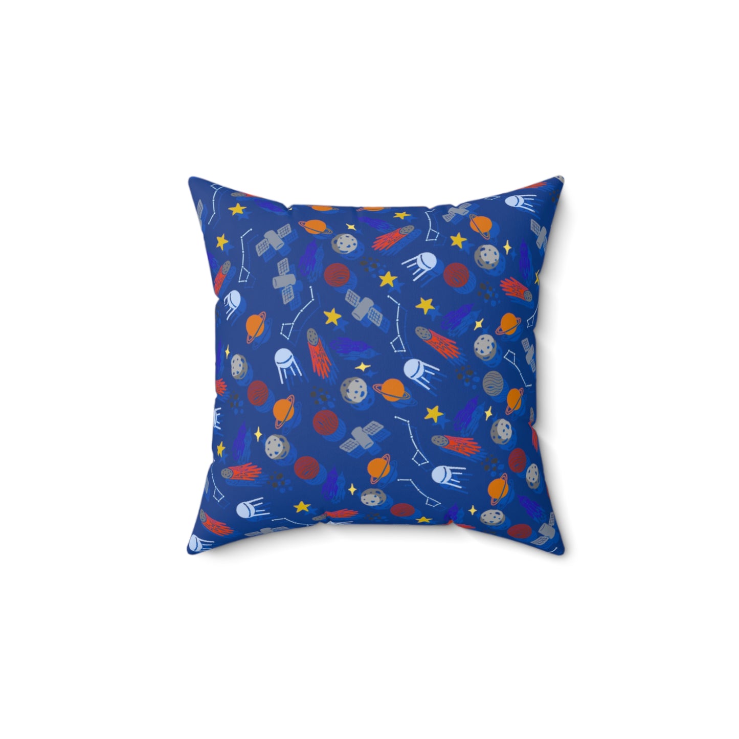 Space Blue Faux Suede Square Pillow