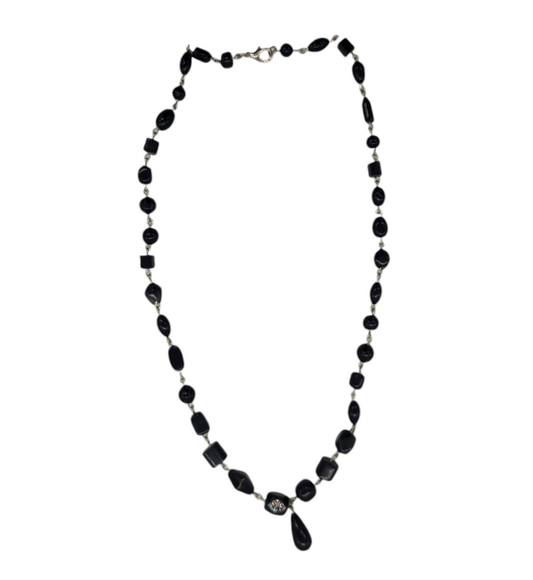 Black Glass Wire Loop Necklace