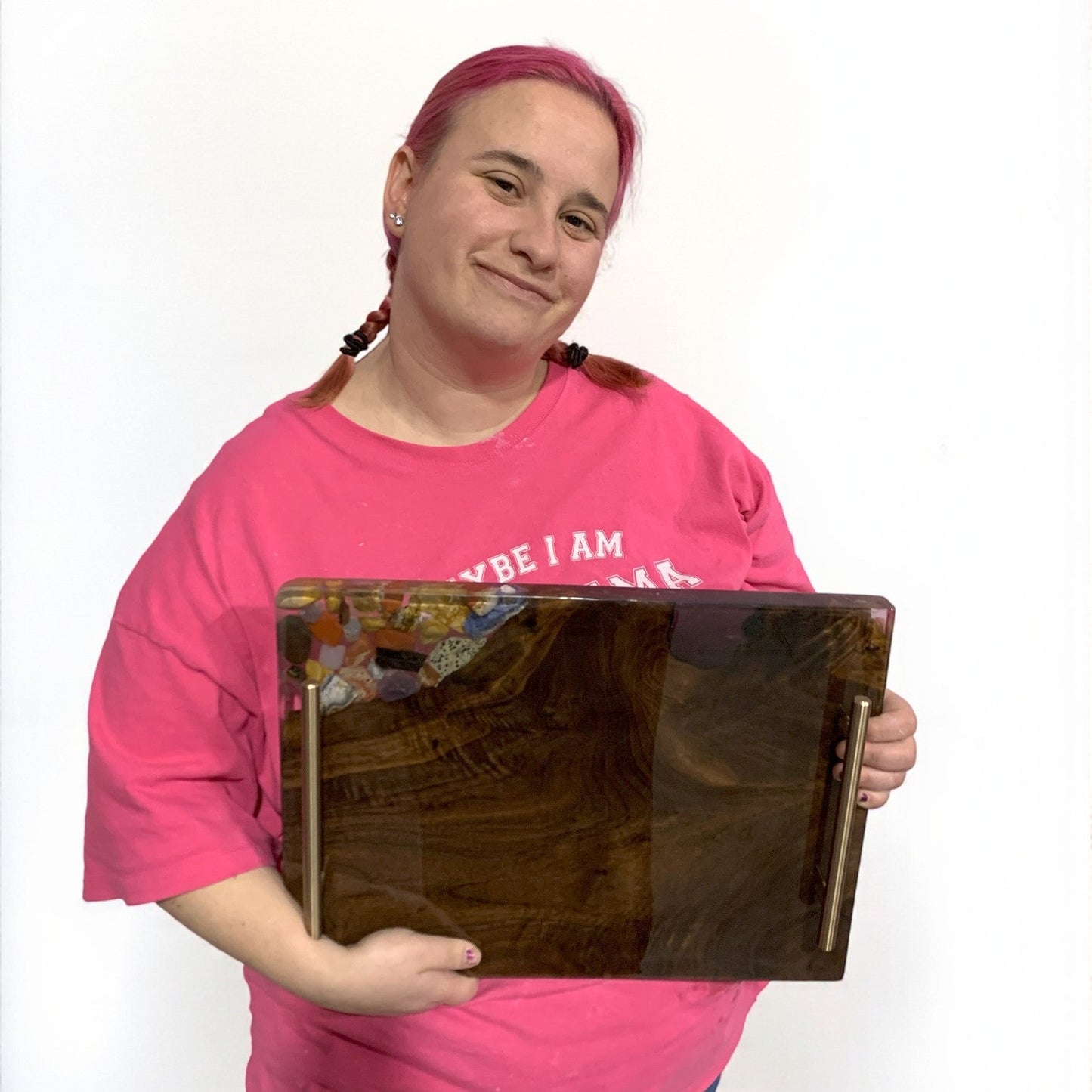 Gemstone and Walnut Charcuterie Board: Dark Live-edge Wood