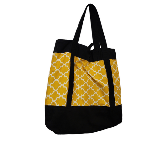 Yellow and Black Tote with Pockets