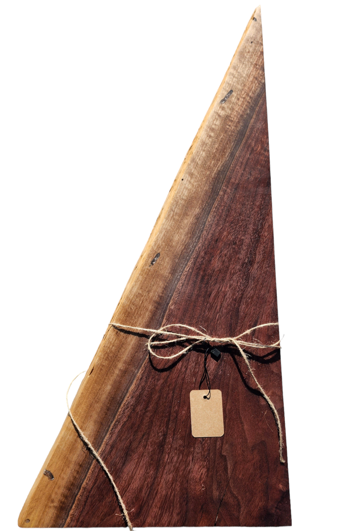 Triangle Live Edge Walnut Cutting Board: Unique Decor and Serving Tray