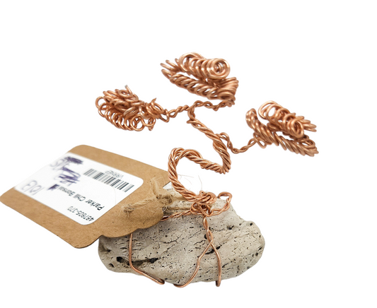 Bonsai on Gray Sandstone: Handcrafted Copper Wire Sculpture for Serene Decor