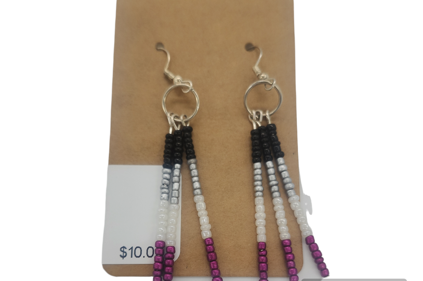 Beaded Gemstone Pride Flag Earrings