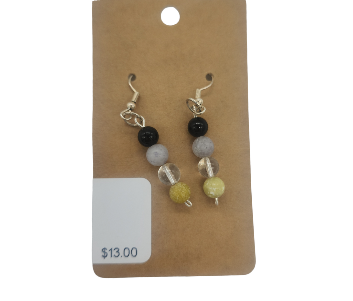 Beaded Gemstone Pride Flag Earrings