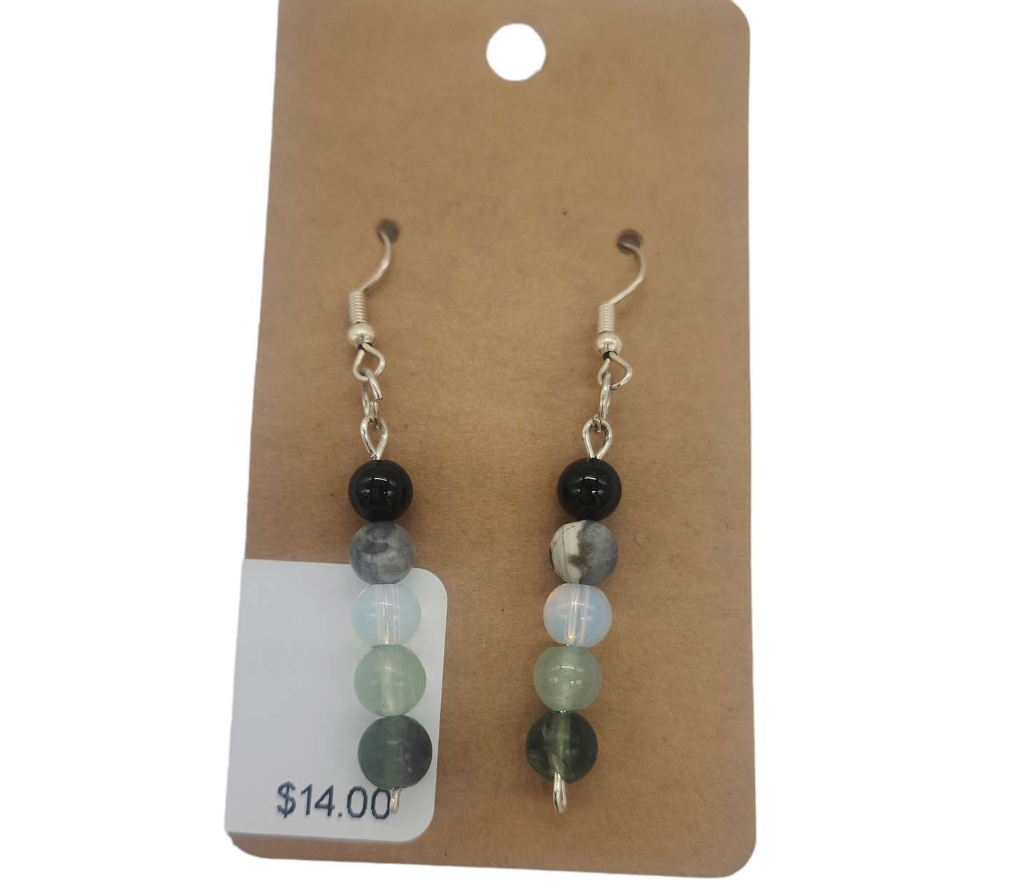 Beaded Gemstone Pride Flag Earrings