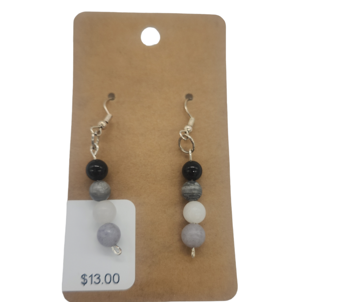 Beaded Gemstone Pride Flag Earrings