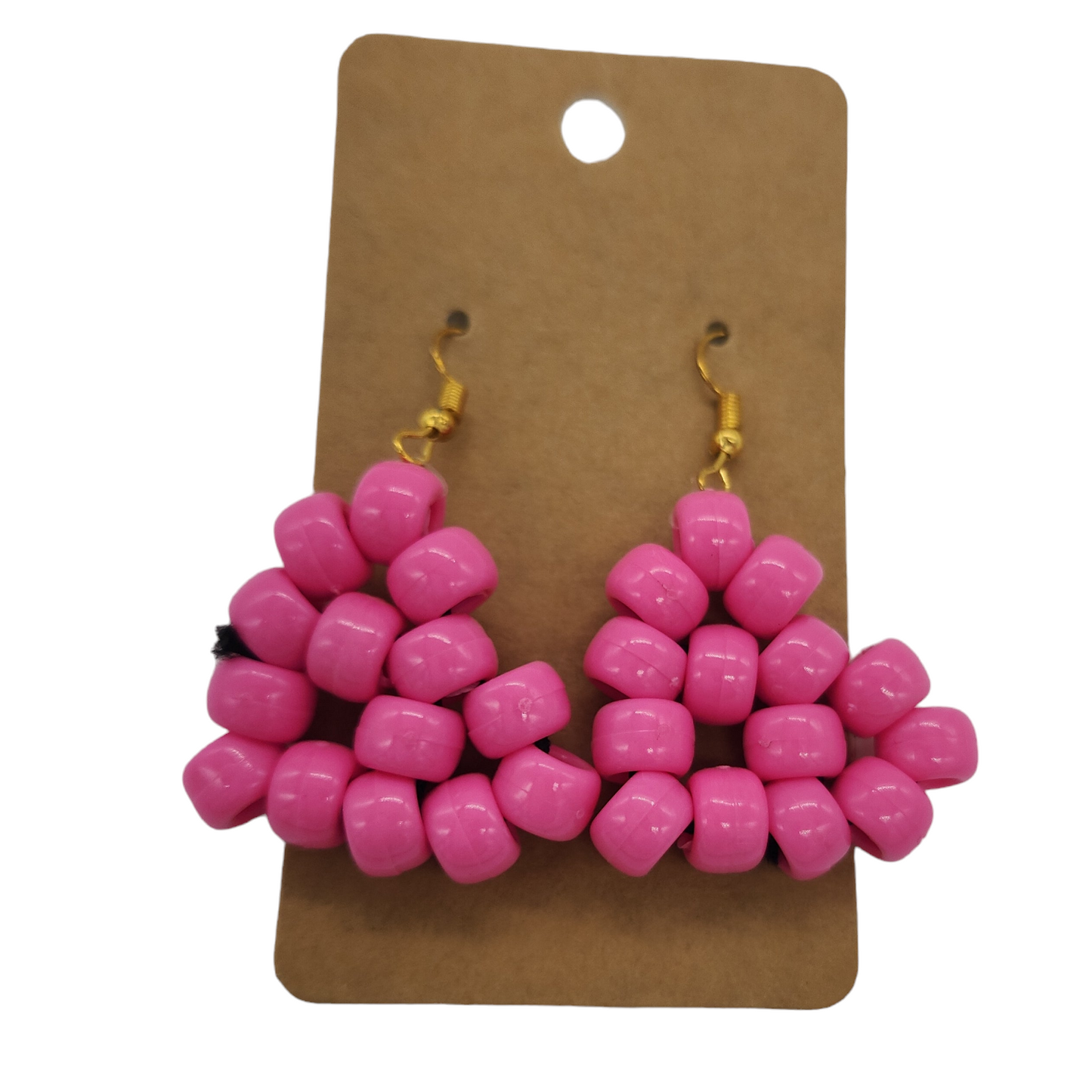 Beaded Pink Heart Earrings