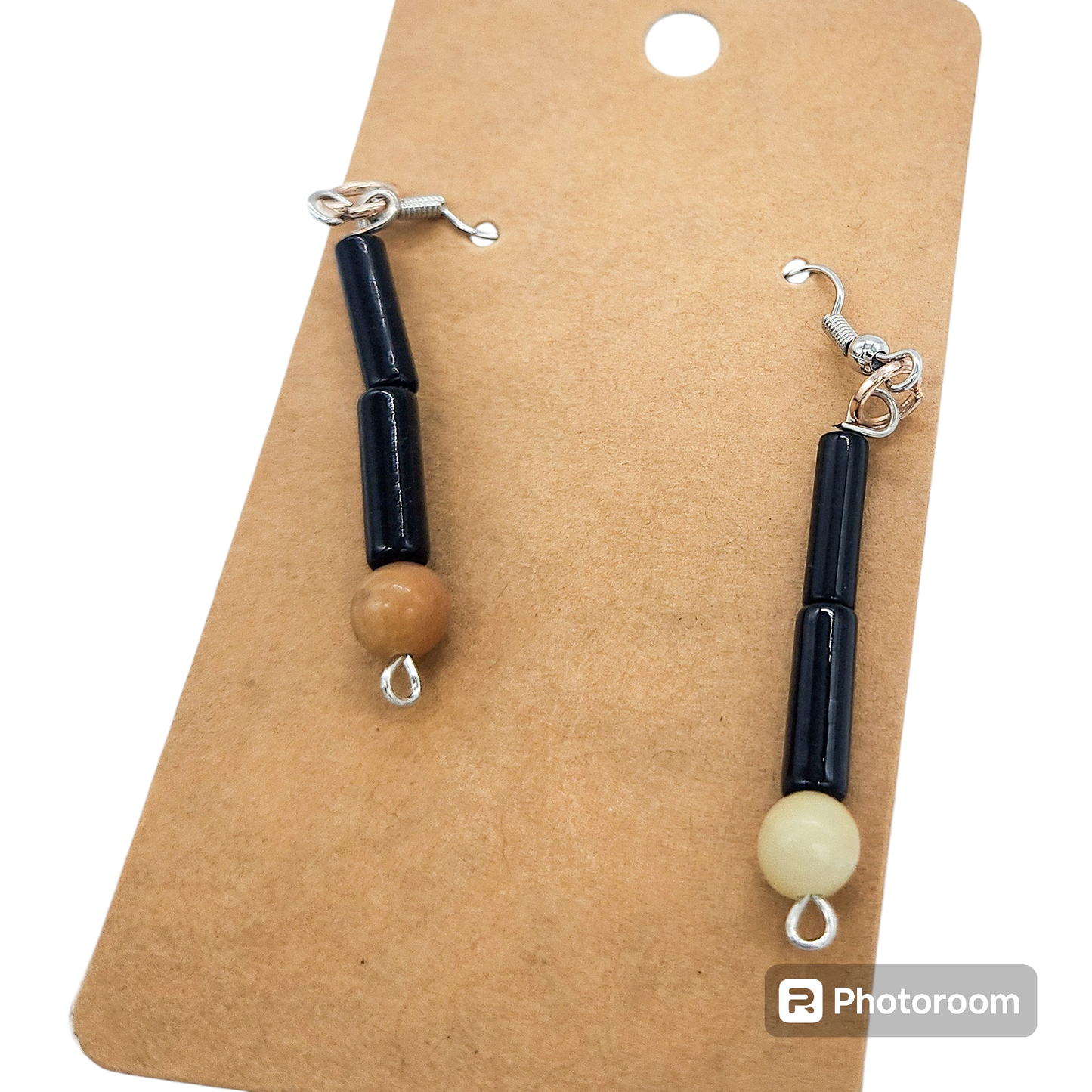 Black Jade Cylinder Gemstone Earrings