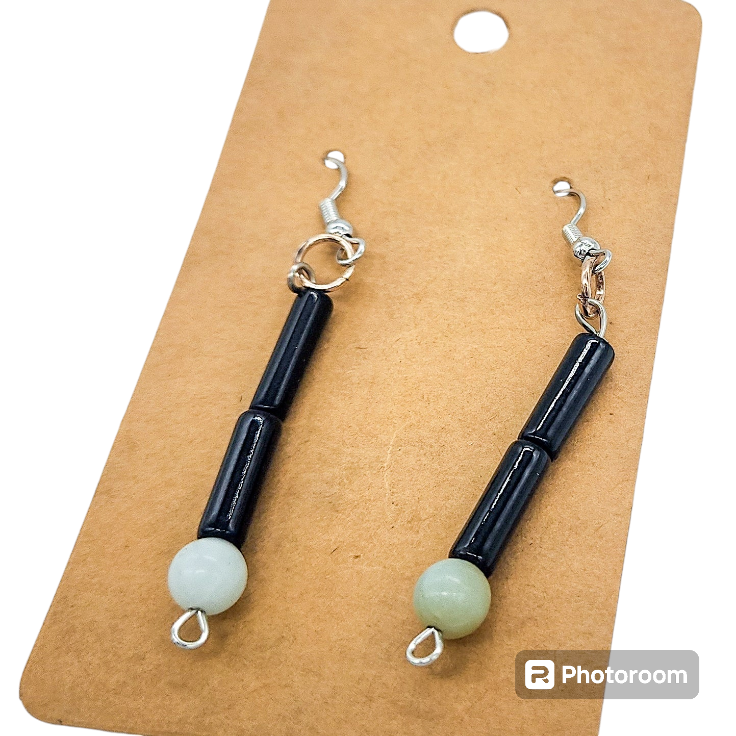 Black Jade Cylinder Gemstone Earrings