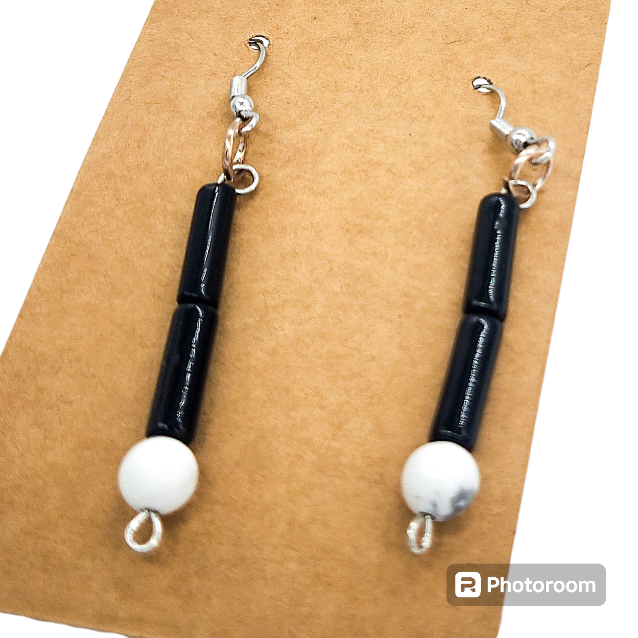 Black Jade Cylinder Gemstone Earrings