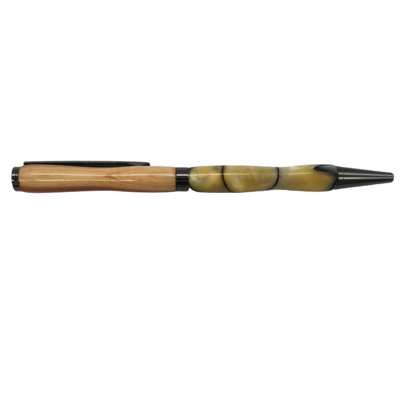 Red Cedar and Yellow Acrylic Pen: Hand-Turned Slimline Design