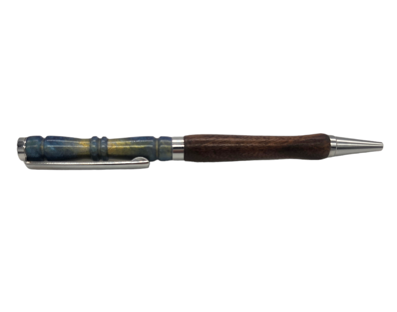 Blue Resin and Wenge Wood Pen: Hand Turned Slimline Design