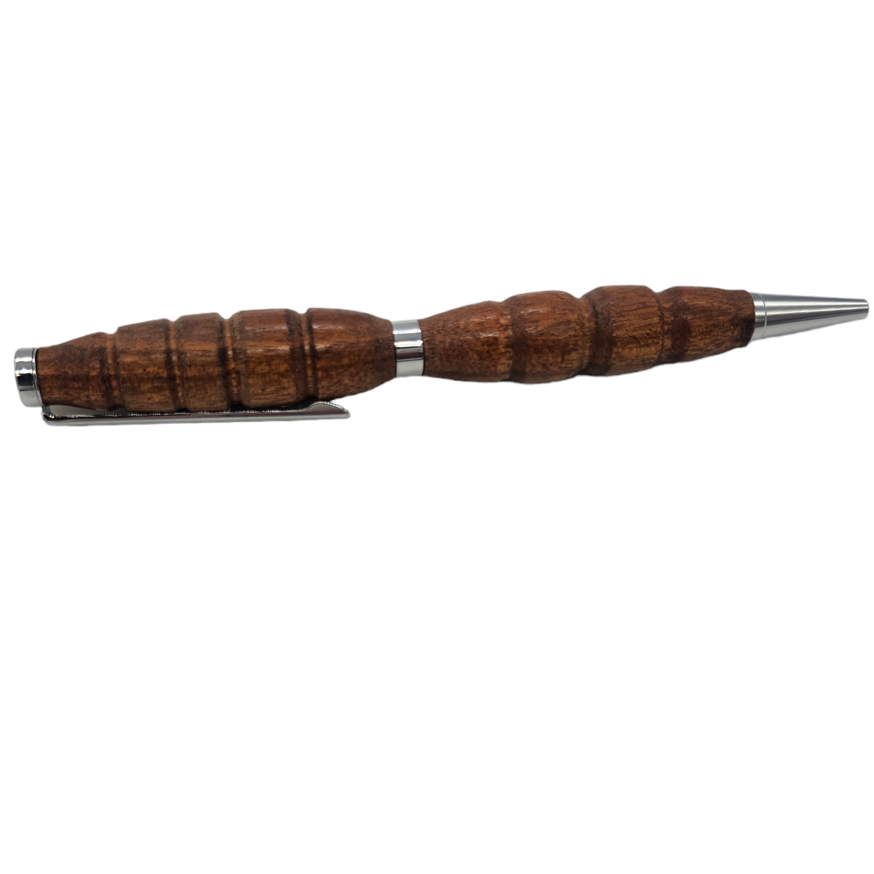 Ridged Walnut Wood Pen: Hand-Turned Slimline Design