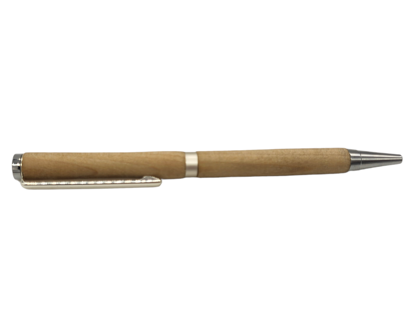 Straight Ash Light Wood Pen: Hand-Turned Slimline Design