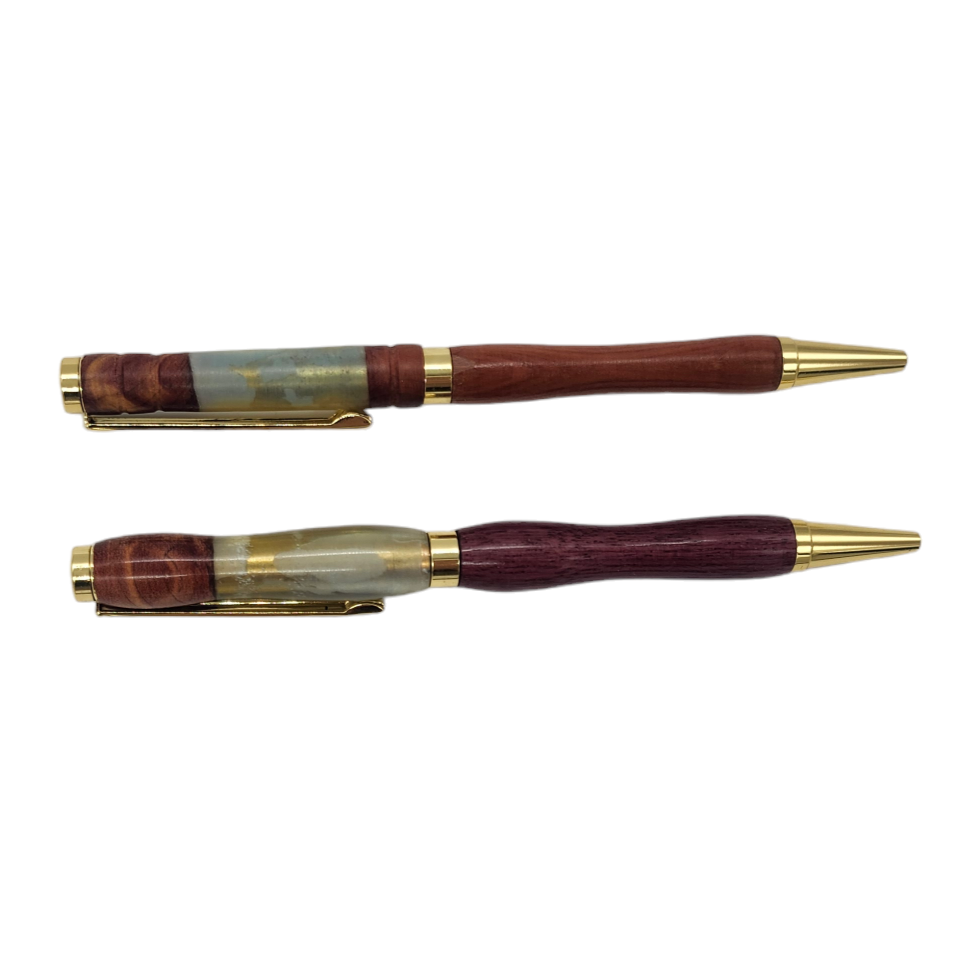 Combination Wood and Resin Pens: Hand-Turned Slimline Design