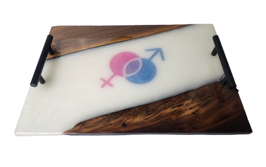 Bisexual Symbol Charcuterie Board: Resin & Walnut