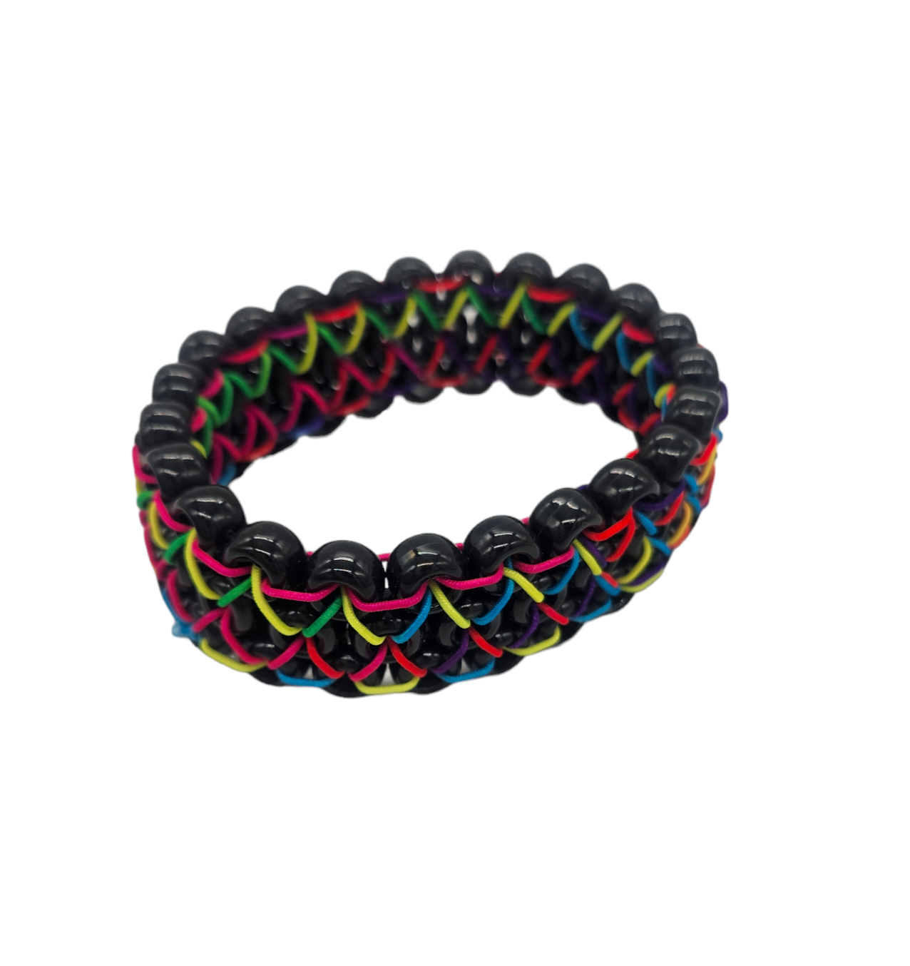 Black Rainbow Ladder Beaded Cuff