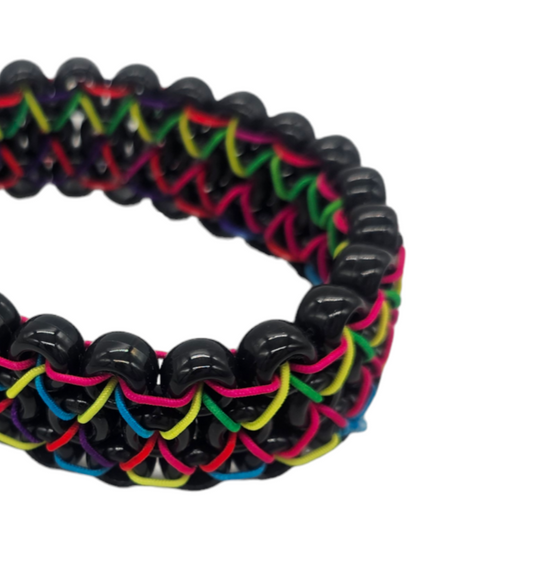 Black Rainbow Ladder Beaded Cuff