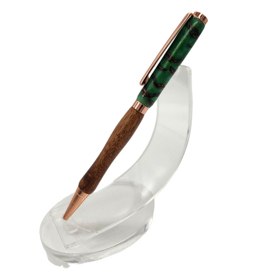 Green Resin Pinecone Pen: Hand-Turned Slimline Design