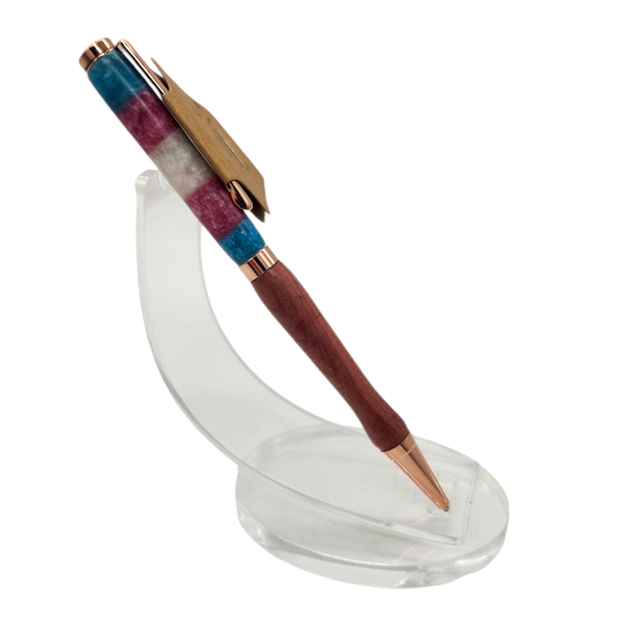 Trans Pride Resin Pen: Hand Turned Slimline Design