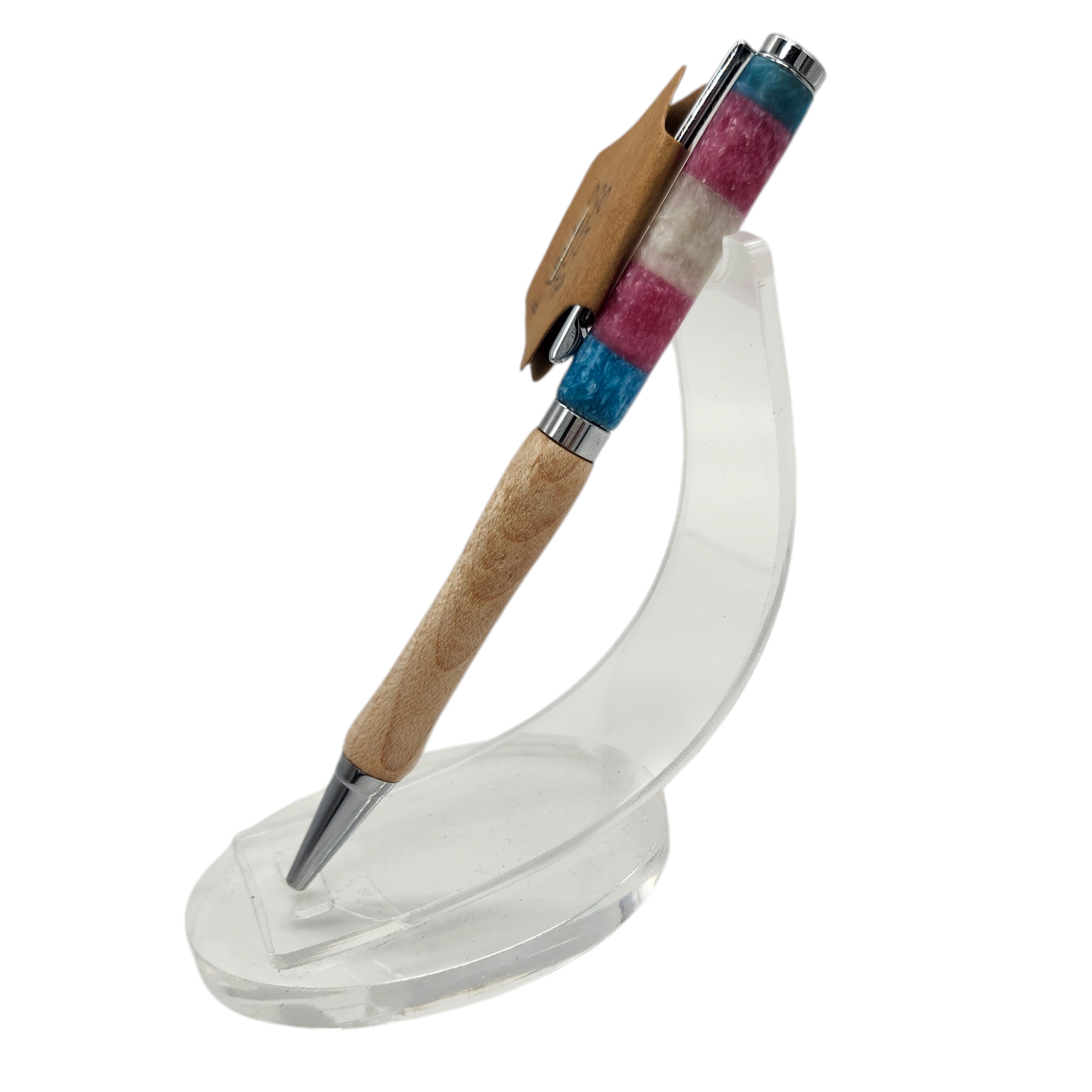 Trans Pride Resin Pen: Hand Turned Slimline Design