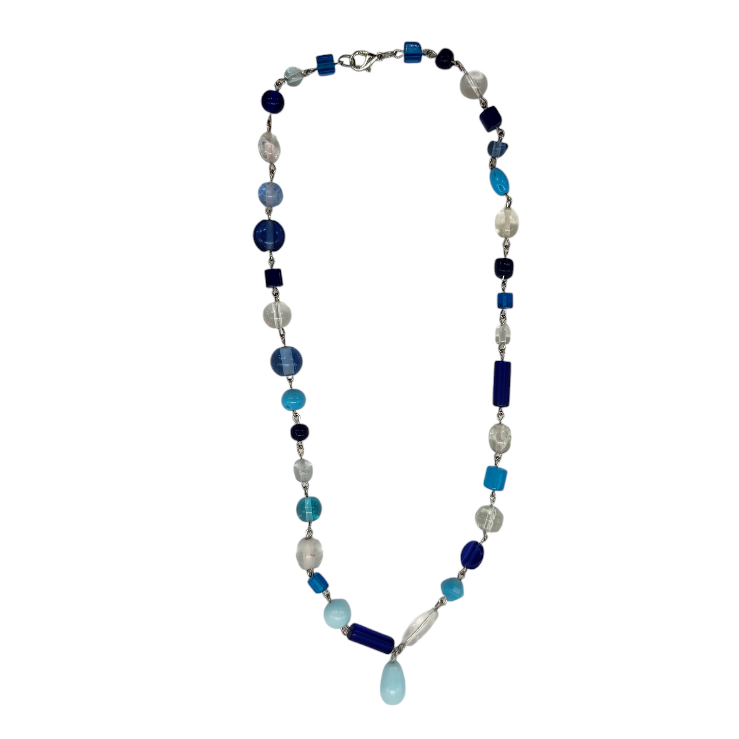 Blue Glass Wire Loop Necklace