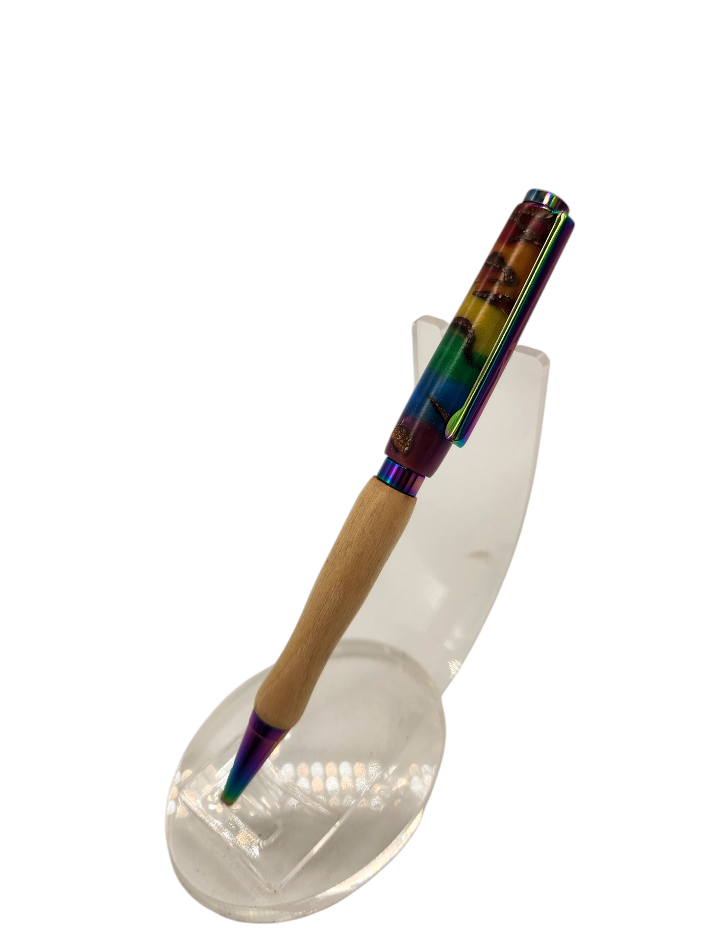 Rainbow Pinecone Pride Pens: Hand-Turned Slimline Design