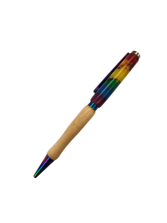 Rainbow Pinecone Pride Pen: Hand-Turned Slimline Design