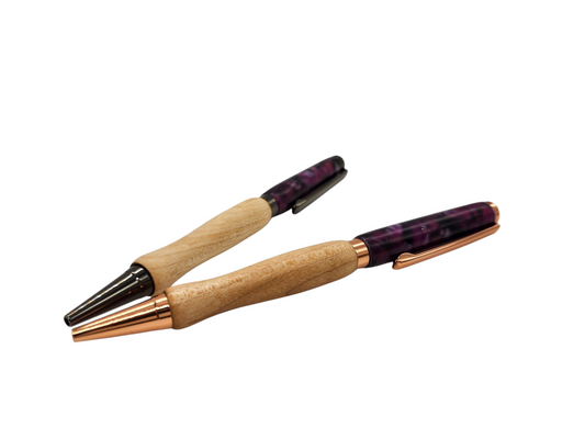 Cloudy Purple Acrylic Pens: Hand-Turned Slimline Design