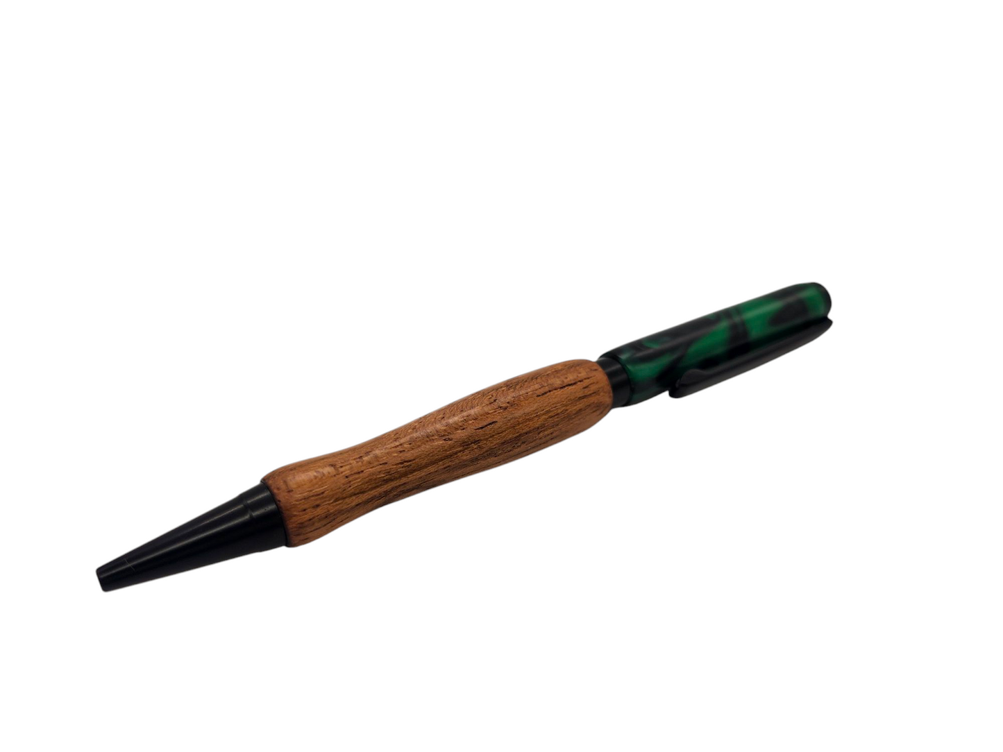 Black and Green Swirly Acrylic Pens: Hand-Turned Slimline Design