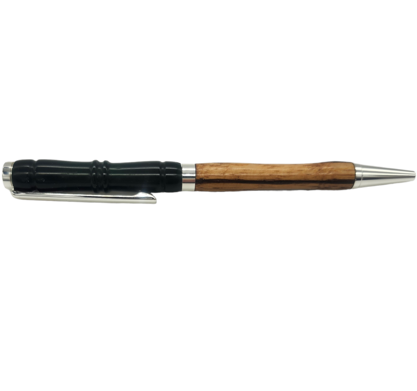 Dark Green Acrylic and Zebrawood Pen: Hand-Turned Slimline Design