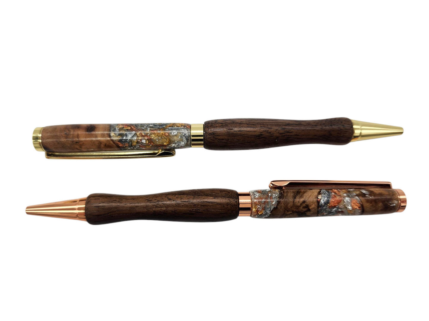 Sparkling Metal Flake Acrylic Pens: Hand-Turned Slimline Design