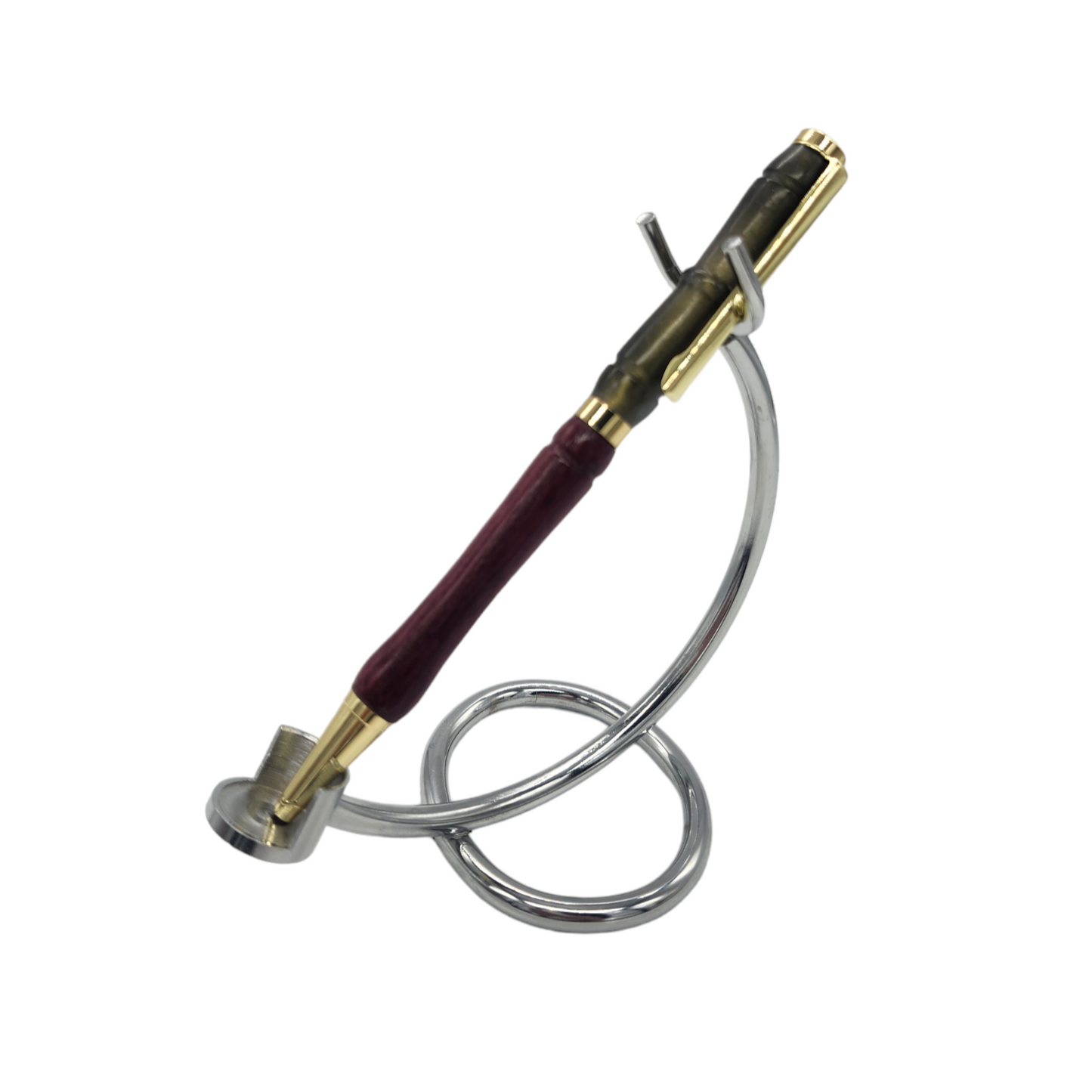 Gray Acrylic and Purpleheart Wood Pen: Hand-Turned Slimline Design