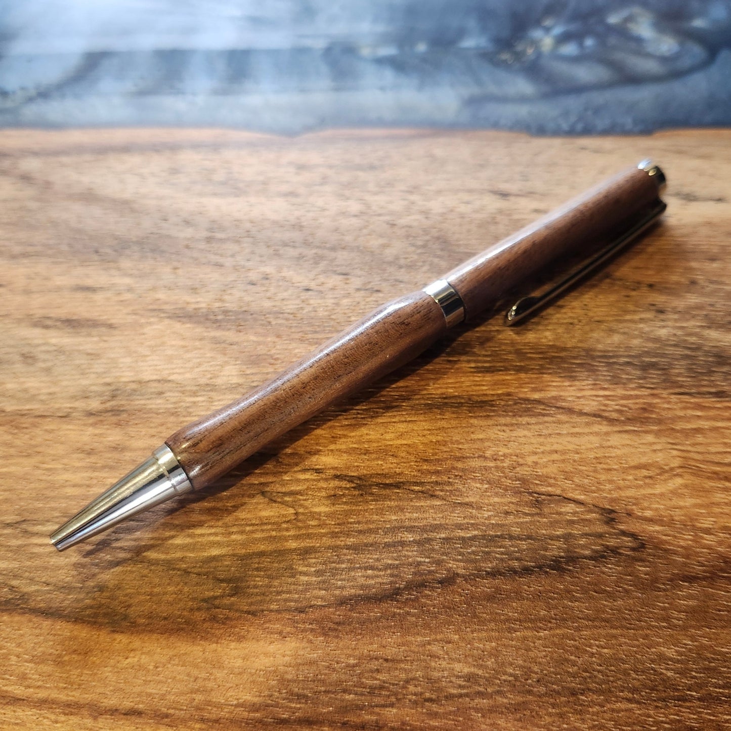 Dark Walnut Pen: Hand Turned Slimline Design