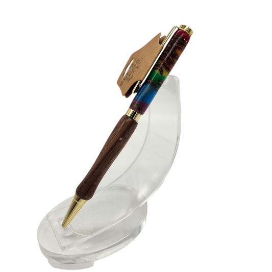 Rainbow Pinecone Pride Pen: Hand-Turned Slimline Design